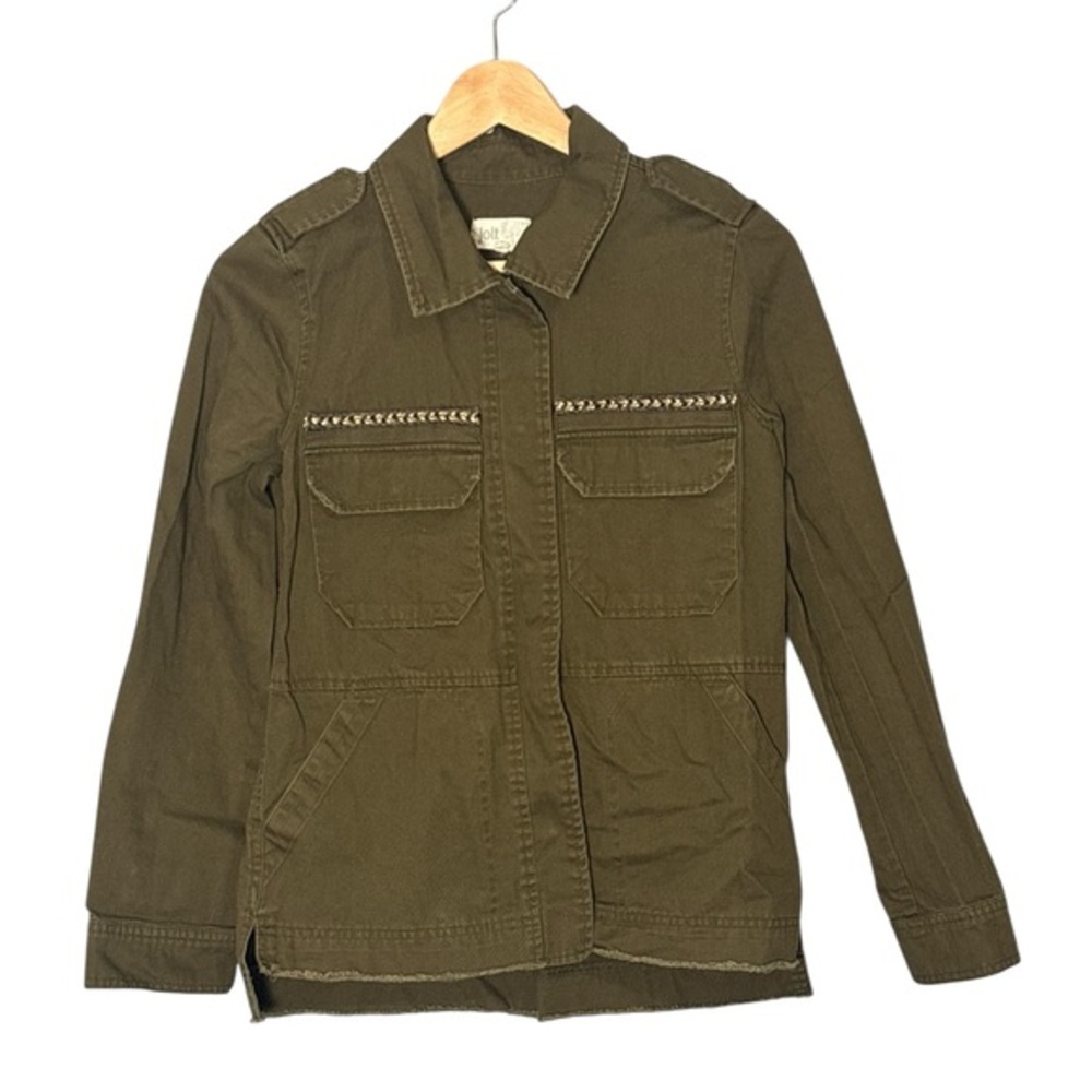 Jolt Brand M Moss Green 100% Cotton Jacket W/‎ Ribbing Pocket Accents